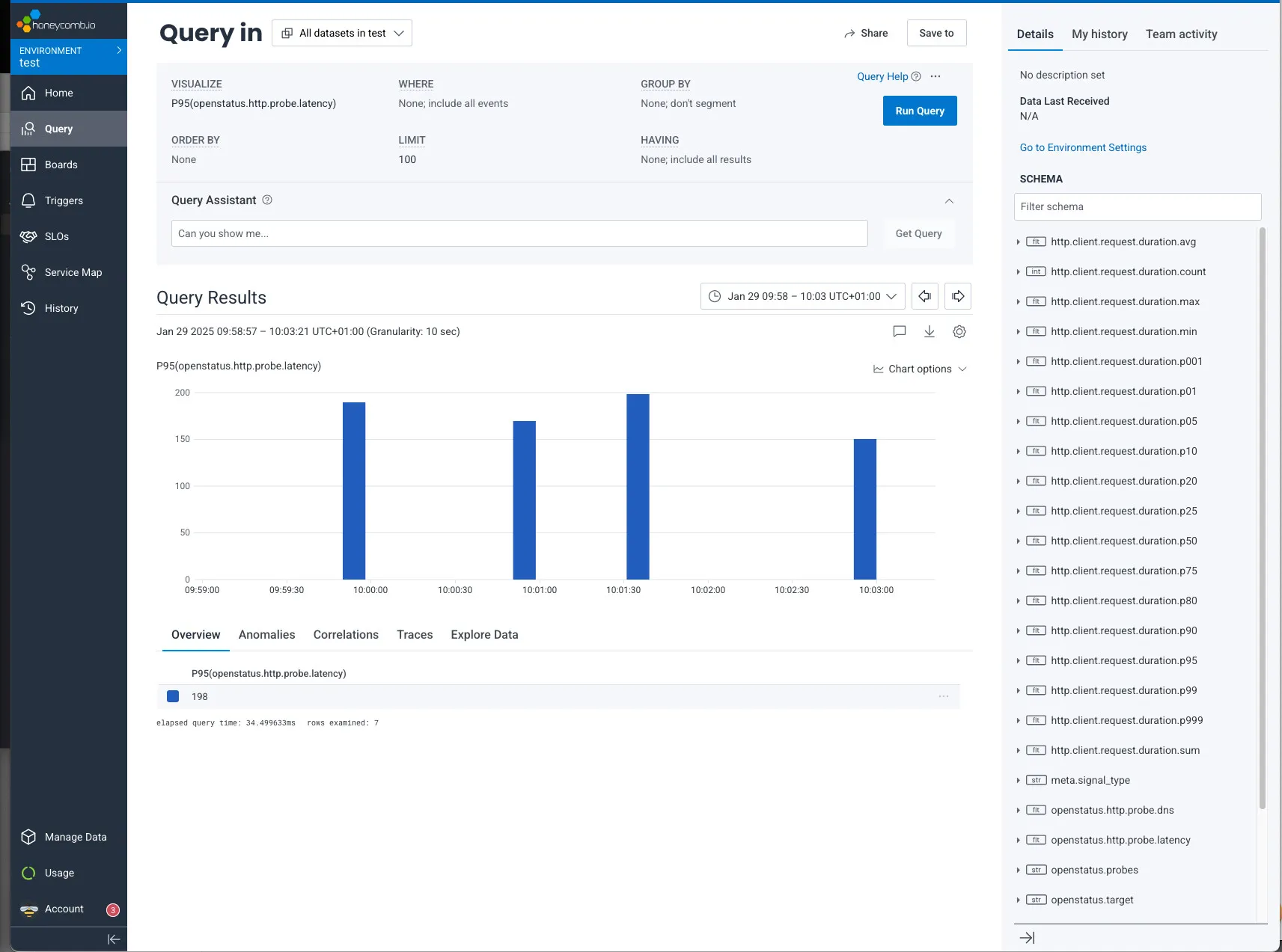 openstatus metrics in honeycomb